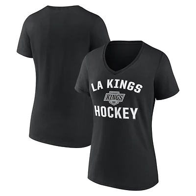 T-shirt noir à col en V avec logo athlétique pour femme, Los Angeles Kings, Arch Victory
