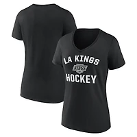 T-shirt noir à col en V avec logo athlétique pour femme, Los Angeles Kings, Arch Victory