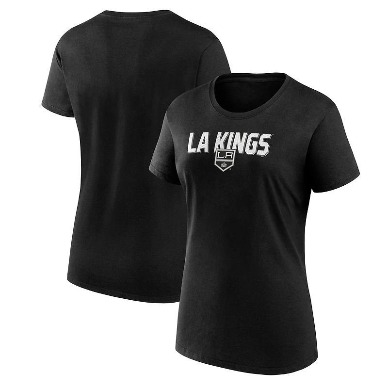 T-shirt noir à col rond et logo athlétique pour femme des Los Angeles Kings