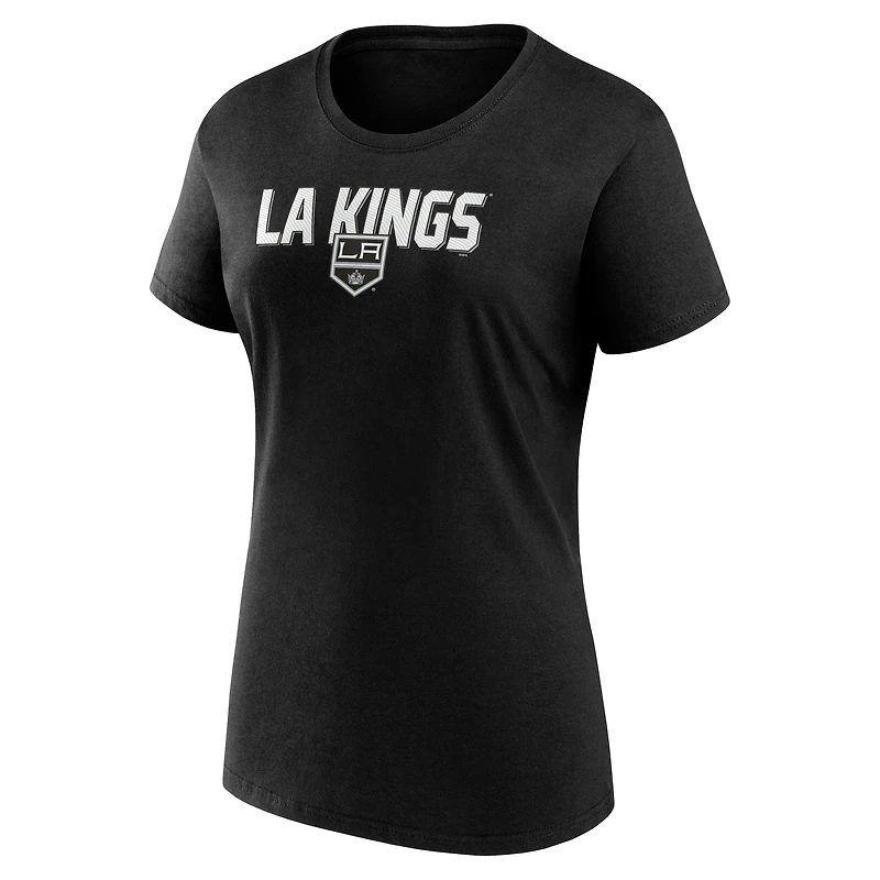 T-shirt noir à col rond et logo athlétique pour femme des Los Angeles Kings