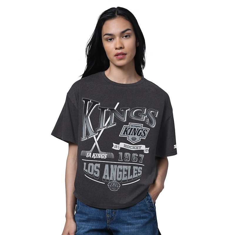 Women's Starter Heather Black Los Angeles Kings Oversized Hall of Fame T-Shirt