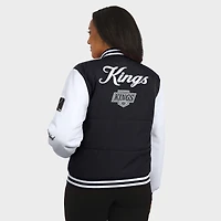 Women's WEAR by Erin Andrews Black/White Los Angeles Kings Varsity Full-Snap Puffer Jacket