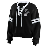 Pull court à lacets noir des Kings de Los Angeles pour femme WEAR by Erin Andrews