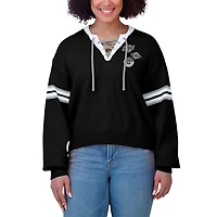 Pull court à lacets noir des Kings de Los Angeles pour femme WEAR by Erin Andrews