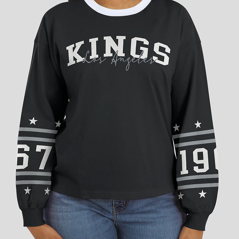 T-shirt de sport à manches longues noir WEAR by Erin Andrews pour femme des Kings Los Angeles