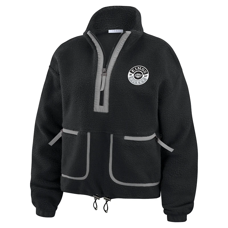 Women's WEAR by Erin Andrews  Black Los Angeles Kings Polar Fleece Half-Zip Jacket