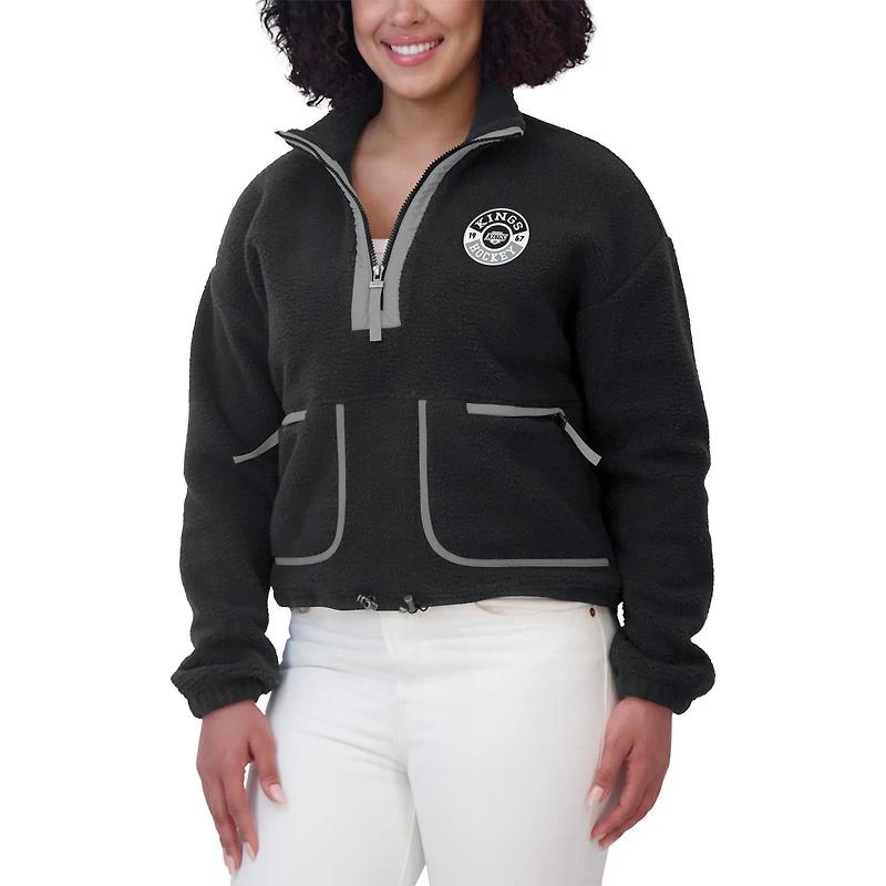 Women's WEAR by Erin Andrews  Black Los Angeles Kings Polar Fleece Half-Zip Jacket