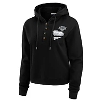 Women's WEAR by Erin Andrews  Black Los Angeles Kings Waffle-Knit Pullover Hoodie
