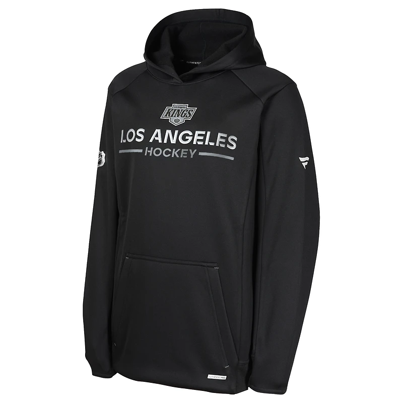 Sweat à capuche raglan authentique Pro Rink des Los Angeles Kings pour jeunes fanatiques noirs