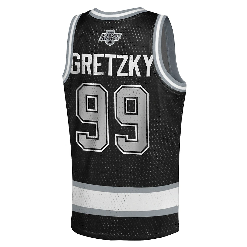 Youth Mitchell & Ness Wayne Gretzky Black Los Angeles Kings Maxxed Out Fashion Basketball Jersey