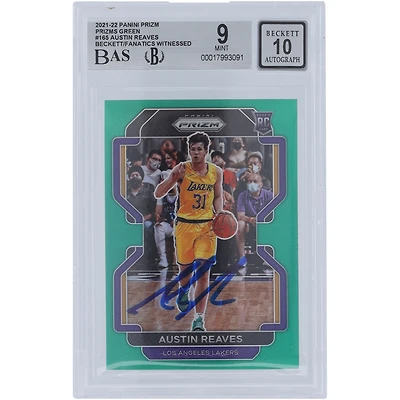 Austin Reaves Los Angeles Lakers Autographié 2021-22 Panini Prizm Vert Prizm #165 Beckett Fanatics Témoin Authentifié 9/10 Rookie Card