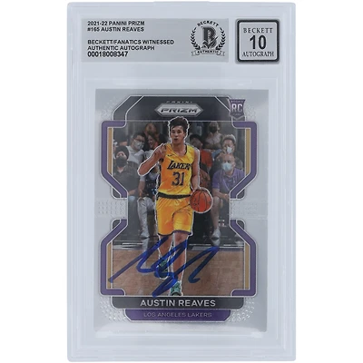 Austin Reaves Los Angeles Lakers Autographié 2021-22 Panini Prizm #165 Beckett Fanatics Witnessed Authenticed 10 Rookie Card