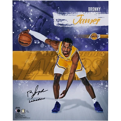 Photo stylisée 40 x 50 cm (16 x 20 pouces) autographiée par Bronny James (Los Angeles Lakers) avec inscription « Lakeshow » - Édition limitée à 12 exemplaires