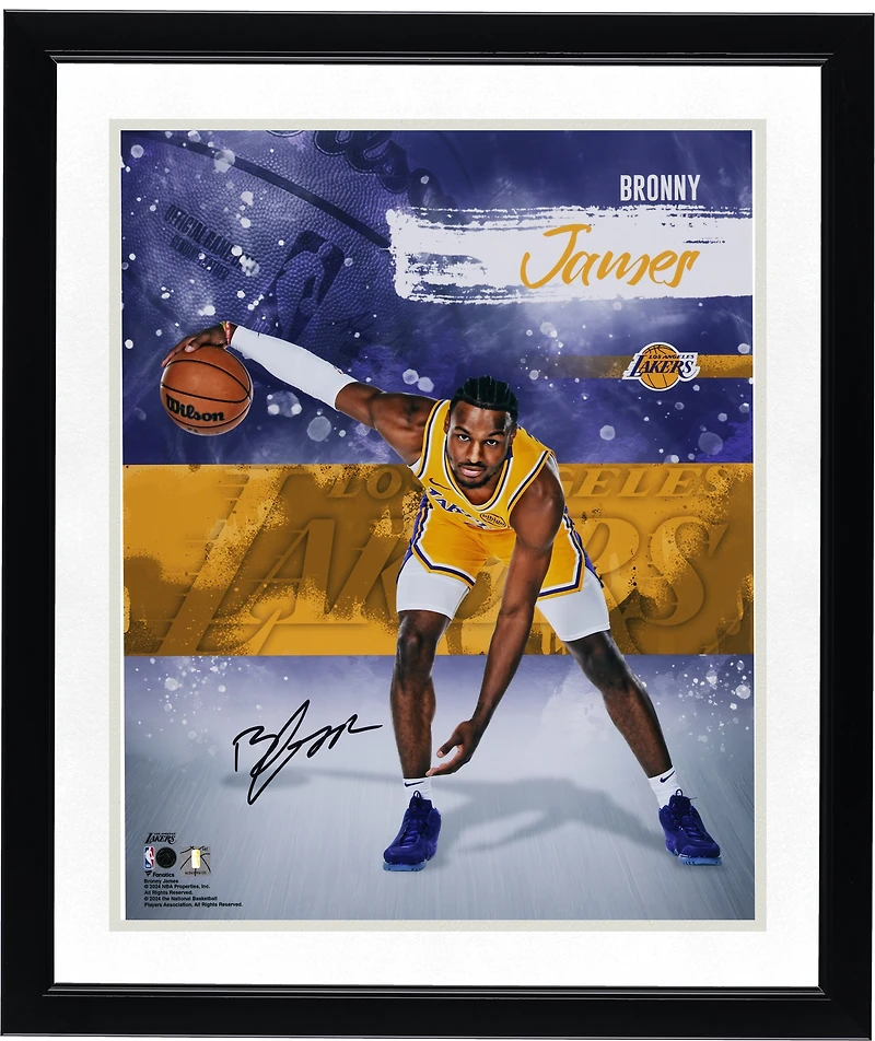 Photo stylisée autographiée de Bronny James (Los Angeles Lakers), format 40 x 50 cm