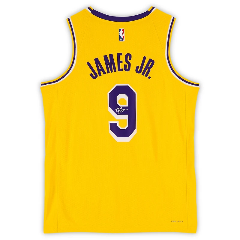 Bronny James Los Angeles Lakers Autographed Nike Gold Icon Swingman Jersey
