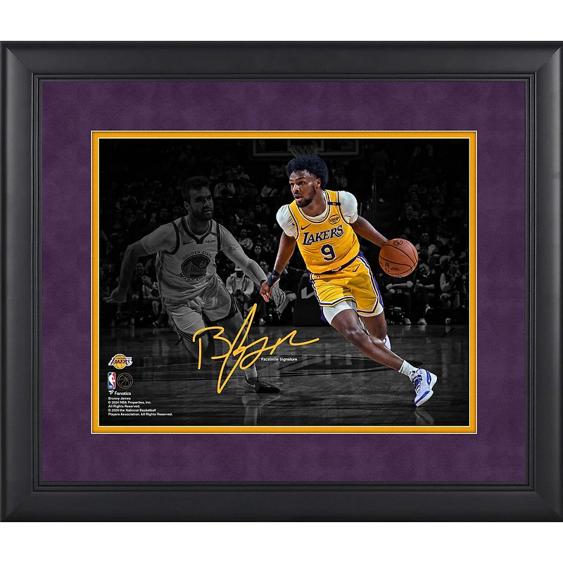 Bronny James Los Angeles Lakers Fac-similé Signature Encadré 11" x 14 " Photographie Spotlight