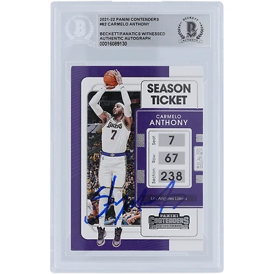 Carte authentifiée autographiée par Carmelo Anthony des Los Angeles Lakers Panini Contenders #82 Beckett 2021-22
