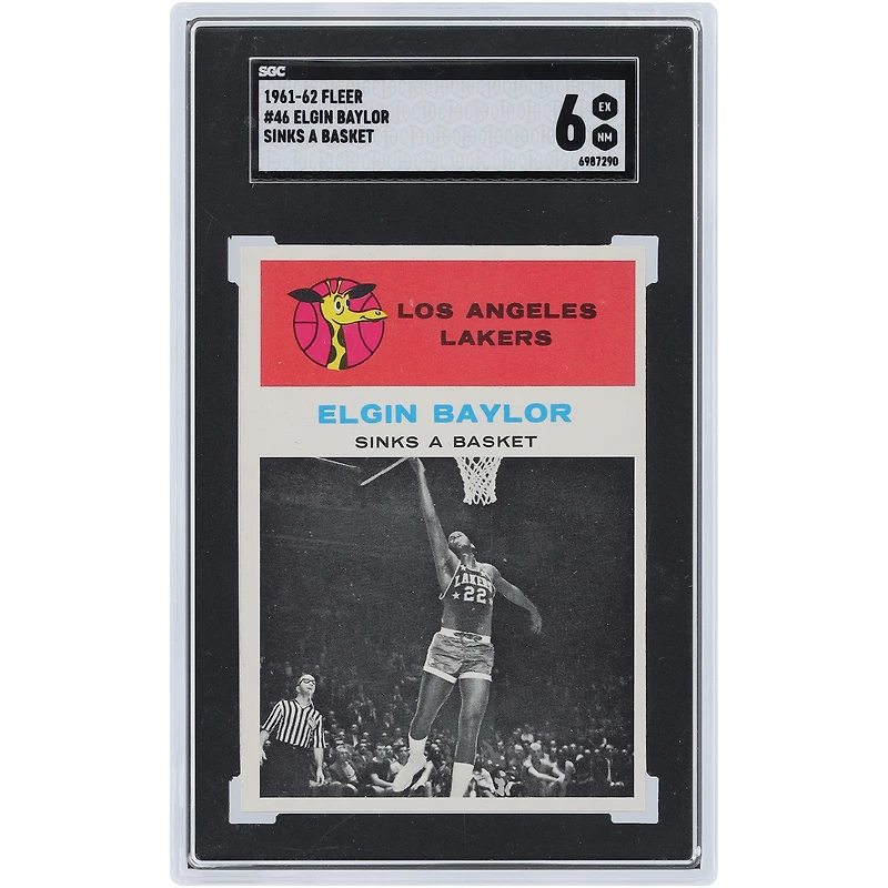 Elgin Baylor Los Angeles Lakers 1961-62 Fleer Sinks a Basket #46 SGC Authentifié 6 Carte