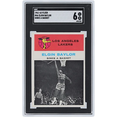 Elgin Baylor Los Angeles Lakers 1961-62 Fleer Sinks a Basket #46 SGC Authentifié 6 Carte