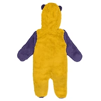 Infant & Newborn Outerstuff Gold Los Angeles Lakers Stay Napping Fleece Bunting Full-Zip Hooded Sleeper