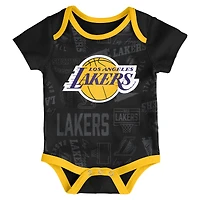Infant & Newborn Outerstuff Los Angeles Lakers Born to Hoop Three-Piece Bodysuit Set