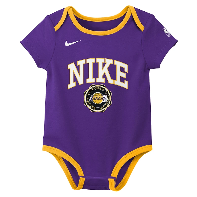 Infant Nike Purple/Black Los Angeles Lakers Just Do It Two-Pack Bodysuit Set