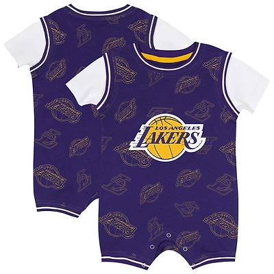 Infant Outerstuff Purple Los Angeles Lakers Logo Mania Romper