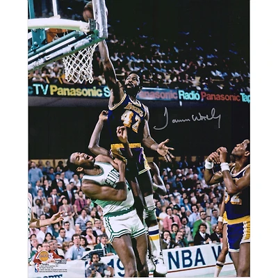 James Worthy Los Angeles Lakers Autographed 16" x 20" 1984 NBA Finals Dunk Photograph
