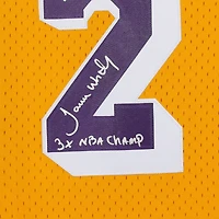 James Worthy Los Angeles Lakers Autographed Mitchell and Ness Gold 1984-1985 Swingman Jersey with "3x NBA Champ" Inscription