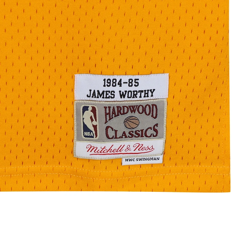 James Worthy Los Angeles Lakers Autographed Mitchell and Ness Gold 1984-1985 Swingman Jersey with "3x NBA Champ" Inscription