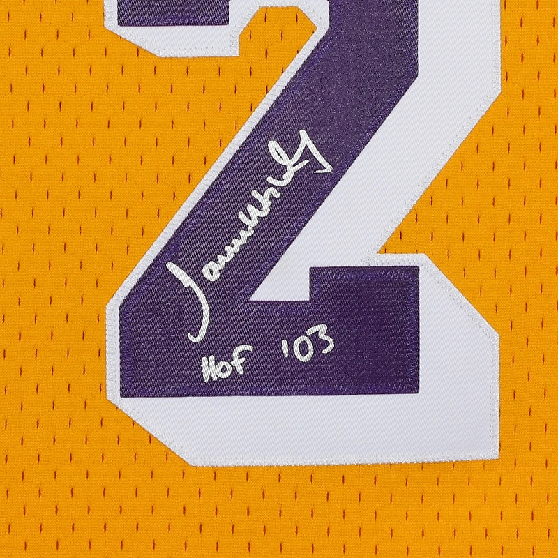 James Worthy Los Angeles Lakers Autographed Mitchell and Ness Gold 1984-1985 Swingman Jersey with "HOF 03" Inscription