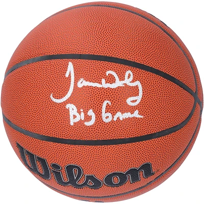 Ballon de basket d'intérieur/extérieur Wilson Authentic Series autographié par James Worthy des Los Angeles Lakers avec inscription « Big Game »