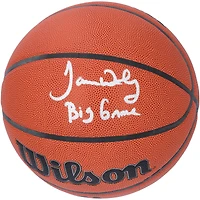 Ballon de basket d'intérieur/extérieur Wilson Authentic Series autographié par James Worthy des Los Angeles Lakers avec inscription « Big Game »