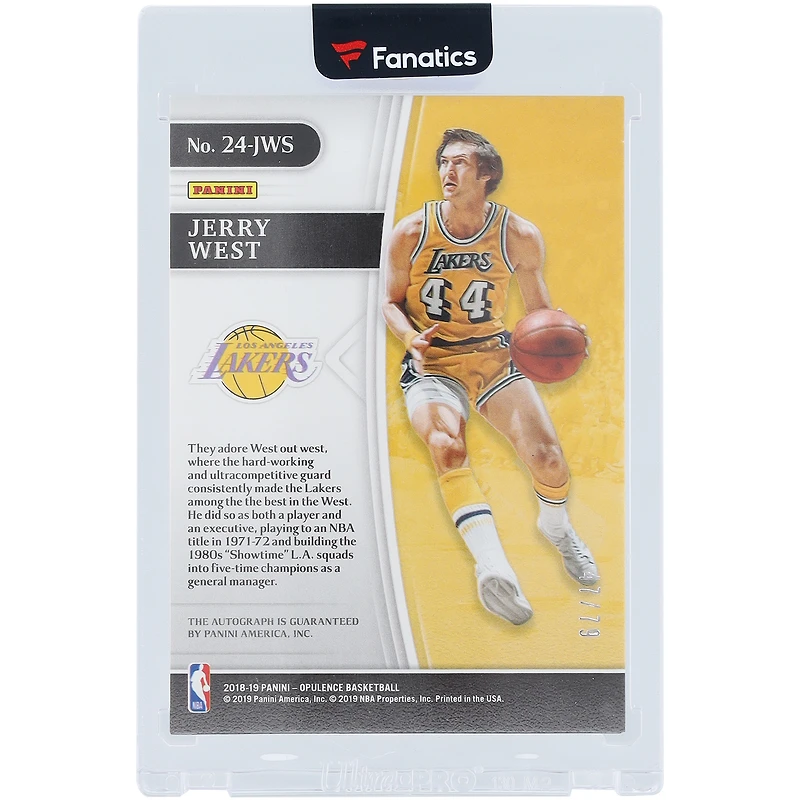 Jerry West Los Angeles Lakers Autographed 2018-19 Panini Opulence 24K #24-JWS #47/79 Card