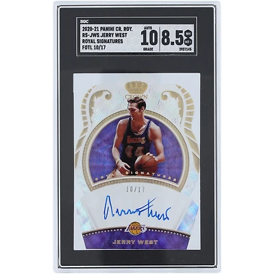 Jerry West Los Angeles Lakers Autographed 2020-21 Panini Crown Royale FOTL Royal Signatures #RS-JWS #10/17 SGC Authenticated 8.5/10 Card