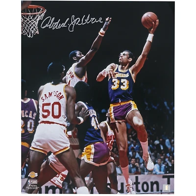 Kareem Abdul-Jabbar Los Angeles Lakers Autographed 16" x 20" Sky Hook vs. Houston Rockets Photograph