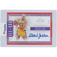 Carte Panini National Treasures rouge #ALL-KAJ #1/8 dédicacée par Kareem Abdul-Jabbar des Los Angeles Lakers 2023-24
