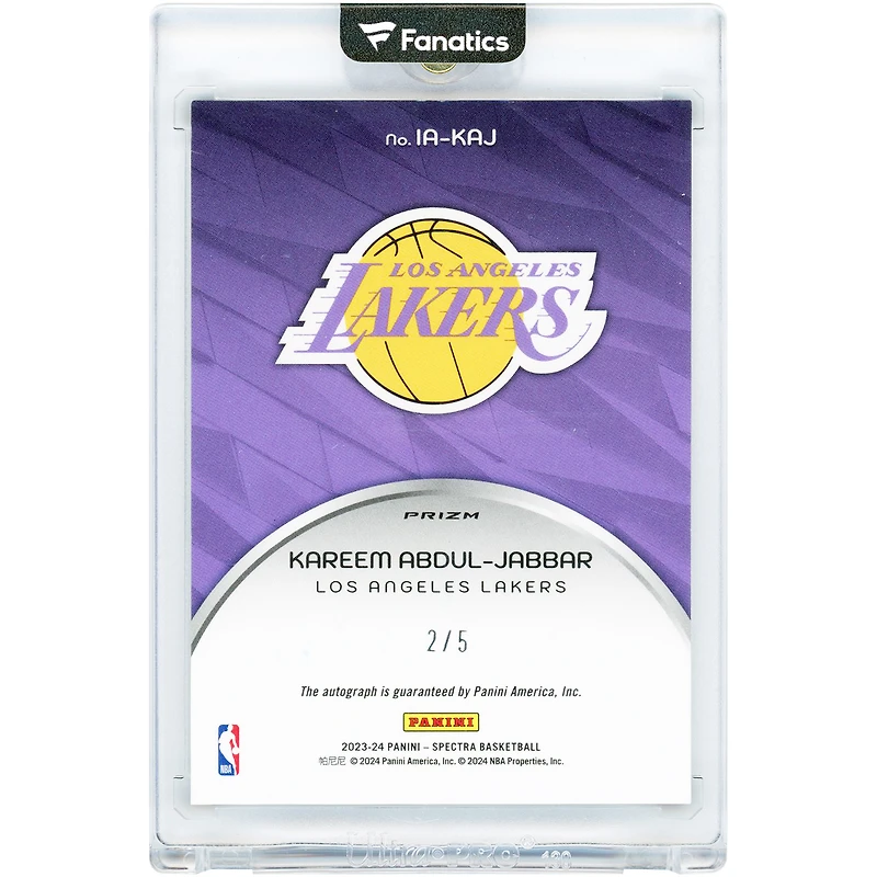 Kareem Abdul-Jabbar Los Angeles Lakers Autographed 2023-24 Panini Spectra Icons #IA-KAJ #2/5 Card