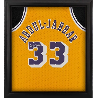 Maillot Swingman Mitchell & Ness Gold 1984-85 autographié par Kareem Abdul-Jabbar des Los Angeles Lakers Shadowbox