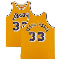 Maillot Swingman dédicacé par Kareem Abdul-Jabbar des Los Angeles Lakers Mitchell & Ness Gold 1984-85