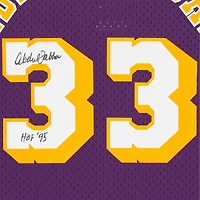 Maillot réplique Mitchell & Ness Hardwood Classics violet autographié par Kareem Abdul-Jabbar des Los Angeles Lakers 1983-84 avec inscription « HOF 95 »