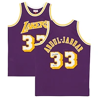 Maillot réplique Mitchell & Ness Hardwood Classics violet autographié par Kareem Abdul-Jabbar des Los Angeles Lakers 1983-84 avec inscription « HOF 95 »