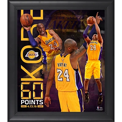 Collage encadré de Kobe Bryant des Los Angeles Lakers, 15" x 17", Finale en 60 points