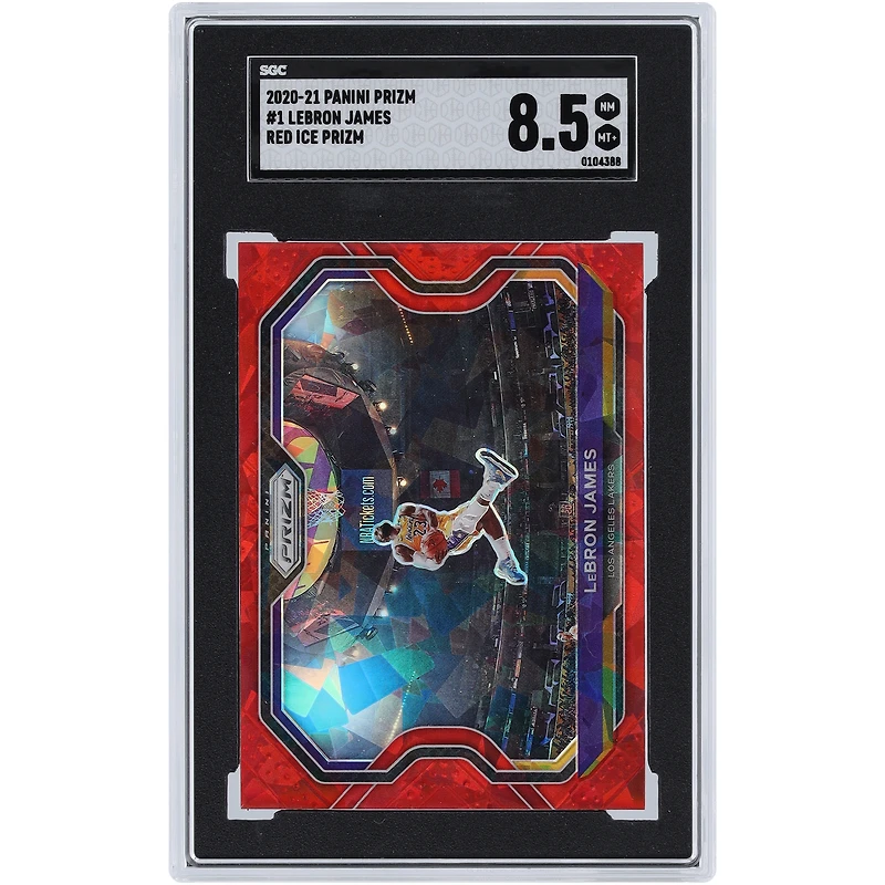 Carte Panini Prizm Red Ice Prizm #1 SGC 8.5 authentifiée LeBron James Los Angeles Lakers 2020-21