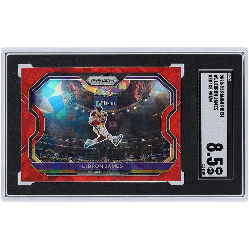 Carte Panini Prizm Red Ice Prizm #1 SGC 8.5 authentifiée LeBron James Los Angeles Lakers 2020-21