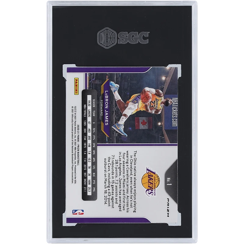 Carte Panini Prizm Red Ice Prizm #1 SGC 8.5 authentifiée LeBron James Los Angeles Lakers 2020-21