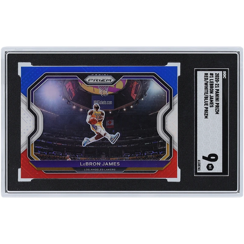 Carte Panini Prizm #1 SGC authentifiée LeBron James Los Angeles Lakers 2020-21 Rouge Blanc Bleu Prizm