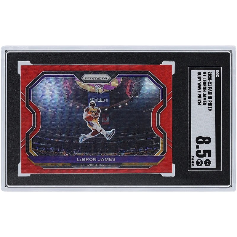 Carte Panini Prizm Ruby Wave Prizm #1 SGC 8.5 authentifiée LeBron James Los Angeles Lakers 2020-21