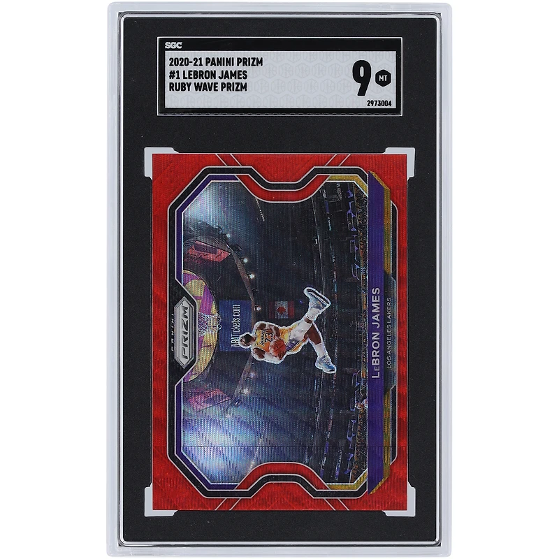 Carte Panini Prizm Ruby Wave Prizm #1 SGC 2020-21 des Los Angeles Lakers de LeBron James authentifiée 9