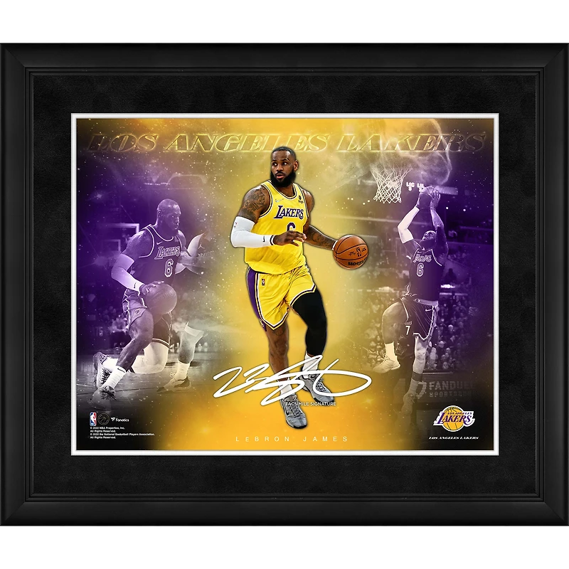 Collage de signatures en fac-similé de LeBron James Los Angeles Lakers 16" x 20" encadré des stars du jeu